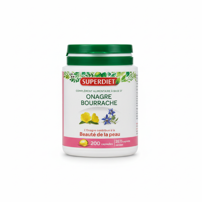 Superdiet -- Huiles onagre et bourrache (beauté de la peau) - 200 capsules